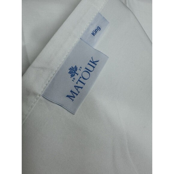 Matouk Essex KING 100% Long Staple Cotton Green/White Flat Sheet - Picture 5 of 8